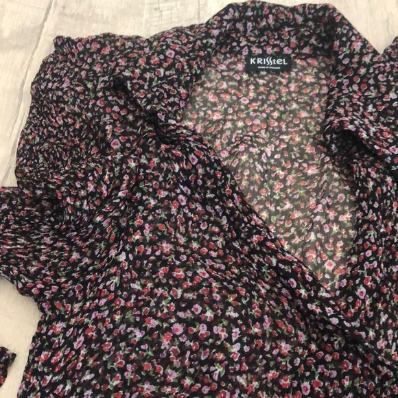Krisstel Floral wrap style long sleeve blouse sm - Picture 6 of 8